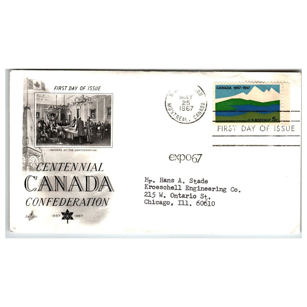 Scott #1331 1967 Canadian Centennial First Day Cover FDC Artcraft Montreal